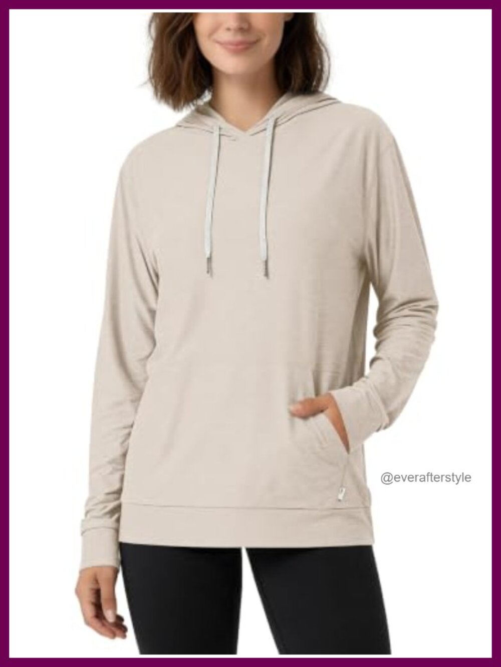 Oversized Soft Tech Pullover Hoodie UPF 50+ Kangaroo Pocket Long Sleeve
